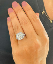 Load image into Gallery viewer, IGI Certified 14K Solid White Gold Asscher And Round Cut Diamond Engagement Ring Prong Set Halo 4.00ctw F VS2