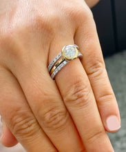 Load image into Gallery viewer, IGI Certified 14k Solid Yellow And White Gold Round Cut Diamond Engagement Ring And Two Bands Bezel Set Halo 2.50ctw F VS2