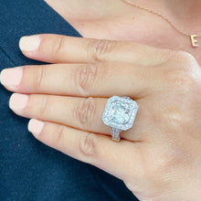 Load image into Gallery viewer, IGI Certified 14k White Gold Asscher Cut diamonds Bezel Engagement Ring Halo 4.60ctw F VS2