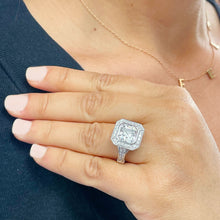 Load image into Gallery viewer, IGI Certified 14k White Gold Asscher Cut diamonds Bezel Engagement Ring Halo 4.60ctw F VS2