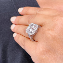 Load image into Gallery viewer, IGI Certified 14k White Gold Asscher Cut diamonds Bezel Engagement Ring Halo 4.60ctw F VS2
