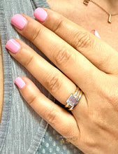 Load image into Gallery viewer, 14K Solid Yellow Gold Emerald Forever One Moissanite Ring And Band Solitaire Four Prong Setting Wedding Set 1.75ct