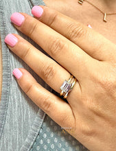 Load image into Gallery viewer, Elegant 14K Solid Yellow Gold Emerald Cut Simulated Diamonds Engagement Ring And Band Set Solitaire Wedding Bridal Set 1.50ctw