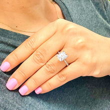 Load image into Gallery viewer, Women's Large 3.80ctw 14k White Gold Radiant Simulated Diamond Engagement Ring, Bridal, Wedding, Anniversary, Prongs, Solitaire Propose