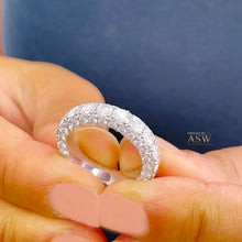 Load image into Gallery viewer, 4.00 Carat round cut simulated diamonds band art deco modern three sided eternity style bridal wedding anniversary 14k solid white gold