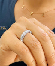 Load image into Gallery viewer, 4.00 Carat round cut simulated diamonds band art deco modern three sided eternity style bridal wedding anniversary 14k solid white gold