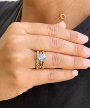 Load image into Gallery viewer, IGI Certified 14k Yellow Gold Round Cut Diamond Engagement Ring And Two Bands Halo Bridal Set 2.25ctw F VS2