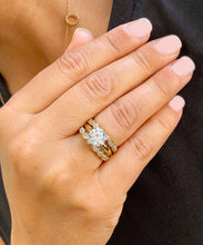 Load image into Gallery viewer, IGI Certified 14k Yellow Gold Round Cut Diamond Engagement Ring And Two Bands Halo Bridal Set 2.25ctw F VS2