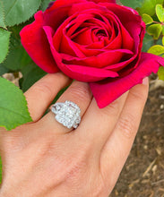 Load image into Gallery viewer, 14K Solid And Heavy White Gold Round Cut Forever One Moissanite and Natural Round And Baguettes Cut Diamond Engagement Ring Antique 2.75ctw