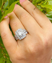 Load image into Gallery viewer, 14K Solid And Heavy White Gold Round Cut And Baguettes Cut Natural Diamond Engagement Ring Antique Style 2.50ctw