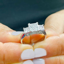Load image into Gallery viewer, 14k Solid White Gold Princess Cut Moissanite Engagement Ring Three Stones Style 2.50ctw