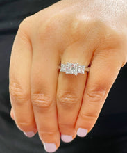 Load image into Gallery viewer, IGI Certified 14k Solid White Gold Princess Cut Diamond Engagement Ring Style Bridal Wedding Three stone style 2.50ct F VS2