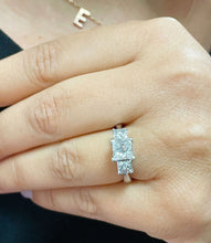 Load image into Gallery viewer, 14k Solid White Gold Princess Cut Moissanite Engagement Ring Three Stones Style 2.50ctw