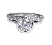 Load image into Gallery viewer, IGI Certified 14k Solid White Gold Round Cut Diamond Engagement Ring And Two Bands Bezel Set Halo 1.10ctw F VS2