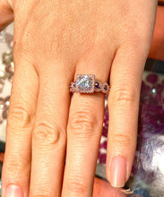 Load image into Gallery viewer, 14k Solid Rose gold Round Cur Diamonds And Sapphires Engagement Ring Halo 2.00ct F-VS2