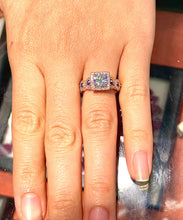 Load image into Gallery viewer, 14k Solid Rose gold Round Cur Diamonds And Sapphires Engagement Ring Halo 2.00ct F-VS2