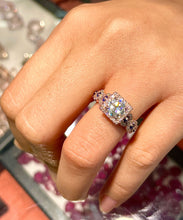 Load image into Gallery viewer, 14k Solid Rose gold Round Cur Diamonds And Sapphires Engagement Ring Halo 2.00ct F-VS2