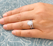 Load image into Gallery viewer, IGI Certified 14k Solid White Gold Oval And Round Cut Diamonds Engagement Ring And Band Halo 2.50ct F VS2