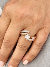 Load image into Gallery viewer, 14K Solid And Heavy Rose Gold Emerald And Princess Cut Simulated Diamonds Engagement Ring And Band Semi Tension Set 2.00ctw