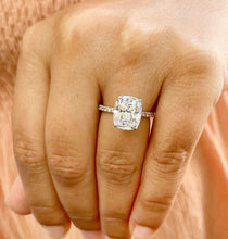 Load image into Gallery viewer, 14K Solid Rose Gold Cushion Cut Forever One Moissanite And Round Cut Natural Diamonds Engagement Ring, Four prong, Solitaire 5.00ctw