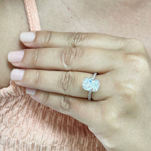 Load image into Gallery viewer, 14K Solid Rose Gold Cushion Cut Forever One Moissanite And Round Cut Natural Diamonds Engagement Ring, Four prong, Solitaire 5.00ctw