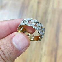 Load image into Gallery viewer, Men's 14K Solid Yellow Gold Round Cut Natural Diamonds Ring Band Link Chain Style 1.00ctw