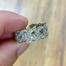 Load image into Gallery viewer, Men's 14K Solid Yellow Gold Round Cut Natural Diamonds Ring Band Link Chain Style 1.00ctw