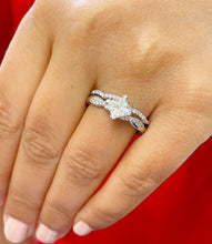 Load image into Gallery viewer, 14K Solid White Gold Princess Cut Forever One Moissanite And Natural Diamond Engagement Ring And Band Set, Anniversary, Wedding Deco 1.35ct