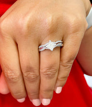 Load image into Gallery viewer, 1.75 Carat Princess Cut Simulated Diamond Engagement Ring And Band Bridal Set Wedding 14k Solid White Gold Propose Promise