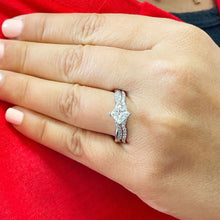 Load image into Gallery viewer, 1.75 Carat Princess Cut Simulated Diamond Engagement Ring And Band Bridal Set Wedding 14k Solid White Gold Propose Promise