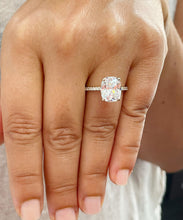 Load image into Gallery viewer, 14K Solid Yellow Gold Cushion Cut Moissanite And Round Cut Natural Diamonds Engagement Ring, Four prong, Solitaire 5.00ctw