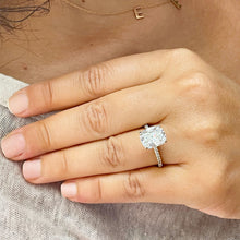 Load image into Gallery viewer, 14K Solid Yellow Gold Cushion Cut Moissanite And Round Cut Natural Diamonds Engagement Ring, Four prong, Solitaire 5.00ctw