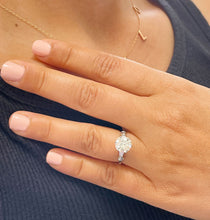 Load image into Gallery viewer, 14k Solid White Gold Round and Baguettes Cut Simulated Diamond Engagement Ring Deco Bridal Set High 2.24ct