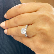 Load image into Gallery viewer, 14K White Gold Round Forever One Moissanite And Baguettes Cut Natural Diamonds Engagement Ring 2.24ctw