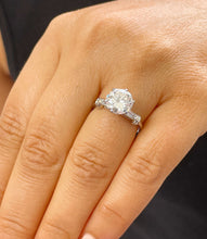 Load image into Gallery viewer, 14K White Gold Round And Baguettes Cut Natural Diamonds Engagement Ring 1.74ctw