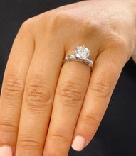 Load image into Gallery viewer, IGI Certified 14K White Gold Round And Baguettes Cut Diamonds Engagement Ring 1.74ctw F VS2