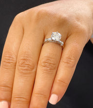 Load image into Gallery viewer, 14K White Gold Round Forever One Moissanite And Baguettes Cut Natural Diamonds Engagement Ring 2.24ctw