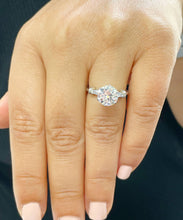 Load image into Gallery viewer, 14k Solid White Gold Round and Baguettes Cut Simulated Diamond Engagement Ring Deco Bridal Set High 2.24ct