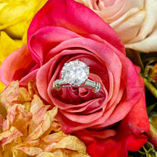 Load image into Gallery viewer, 14K White Gold Round Forever One Moissanite And Baguettes Cut Natural Diamonds Engagement Ring 2.24ctw