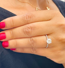 Load image into Gallery viewer, 14K Solid White Gold Round Cut Moissanite And Natural Round Diamond Engagement Ring Wedding Anniversary 1.40ct