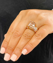 Load image into Gallery viewer, 14K Solid Rose Gold Cushion Cut Natural Peach Morganite and Round cut Natural Diamonds Engagement Ring Bridal Wedding 6.50ctw