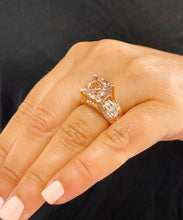 Load image into Gallery viewer, 14K Solid Rose Gold Cushion Cut Natural Peach Morganite and Round cut Natural Diamonds Engagement Ring Bridal Wedding 6.50ctw