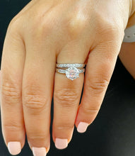 Load image into Gallery viewer, 14k White Gold Round Cut Moissanite and Round Cut Natural Diamond Engagement Ring And Band Bridal Set 1.90ctw