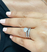Load image into Gallery viewer, 14k White Gold Round Cut Forever One Moissanite and Round Cut Natural Diamond Engagement Ring And Band Bridal Set 1.90ctw