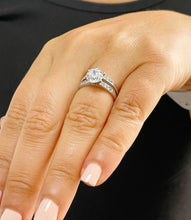 Load image into Gallery viewer, 14k White Gold Round Cut Moissanite and Round Cut Natural Diamond Engagement Ring And Band Bridal Set 1.90ctw