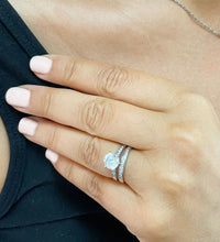 Load image into Gallery viewer, 14k White Gold Round Cut Moissanite and Round Cut Natural Diamond Engagement Ring And Band Bridal Set 1.90ctw