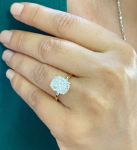 Load image into Gallery viewer, 14K Solid Yellow Gold Cushion Cut Moissanite Engagement Ring Deco, Bridal, Wedding, Anniversary, Four prong, Solitaire 4.00ctw