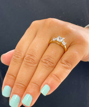 Load image into Gallery viewer, 14k Solid Yellow Gold Princess Cut Forever One Moissanite Engagement Ring Three Stones Style 2.50ctw