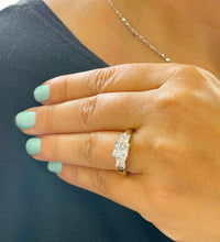 Load image into Gallery viewer, 14k Solid Yellow Gold Princess Cut Natural Diamond Engagement Ring Bridal Wedding Three stone style 2.20ct