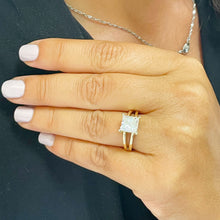 Load image into Gallery viewer, 14K Solid Yellow Gold Princess Cut Forever One Moissanite Engagement Ring Deco, Bridal, Wedding, Anniversary, Prong Set Solitaire 3.00ctw